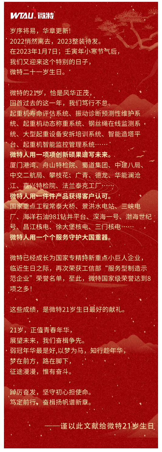 篤定前行 奮楫爭(zhēng)先！丨祝微特21歲生日快樂(lè)！